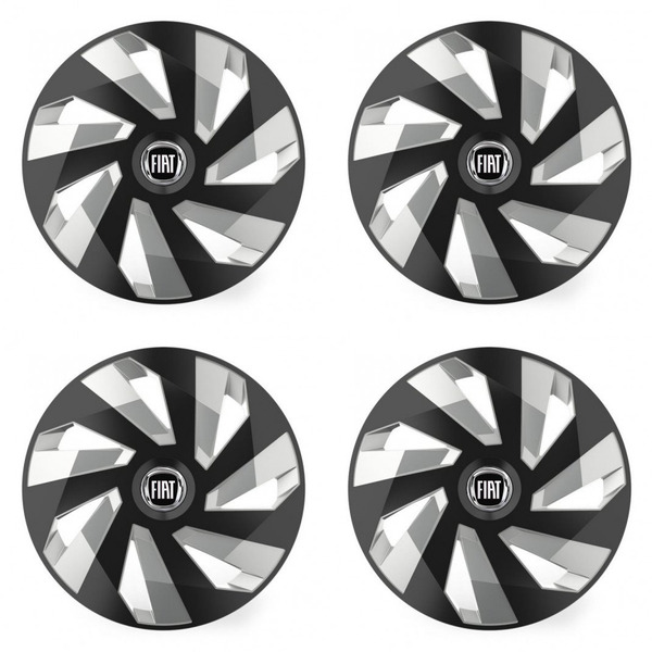 puklice pre Fiat (čierny) 16 Vector RC black and silver