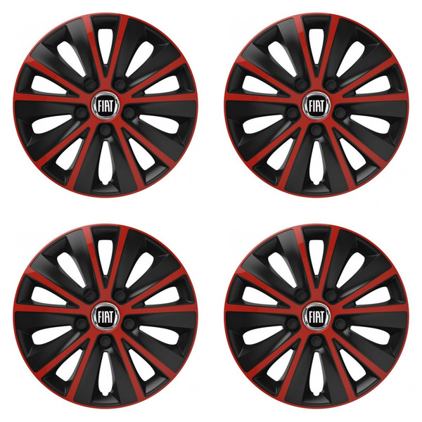 puklice pre Fiat (čierny) 16 RAPIDE red and black