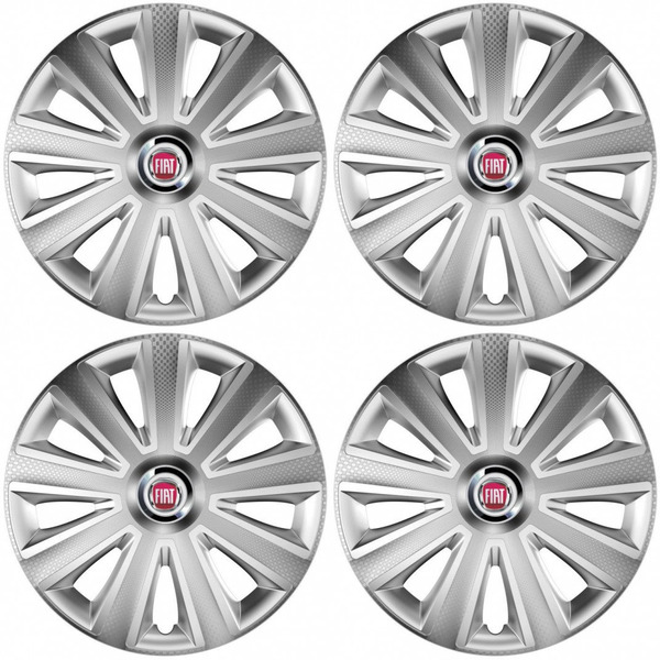 puklice pre  Fiat (červené) 14 Aviator carbon RC silver