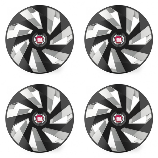 puklice pre Fiat (červené) 14 Vector RC black and silver