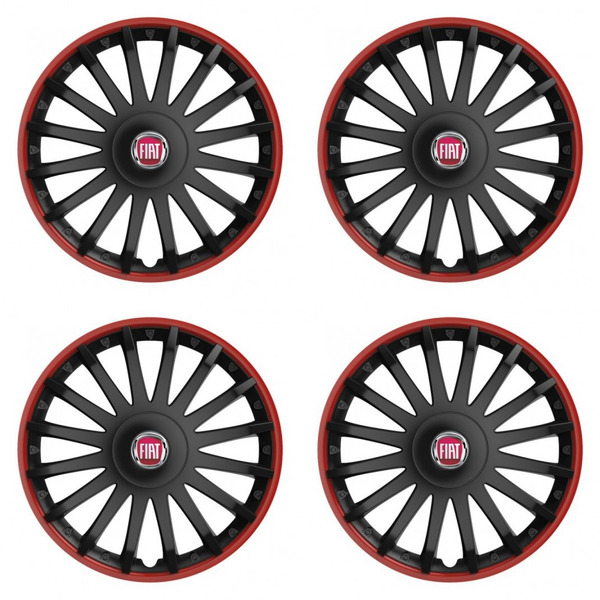 puklice pre Fiat (červené) 15 CRYSTAL RO black