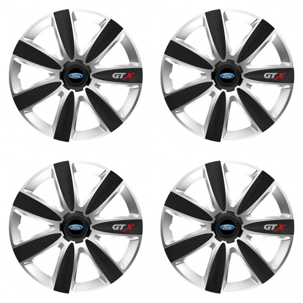 puklice pre Ford 16 GTX CARBON silver/black