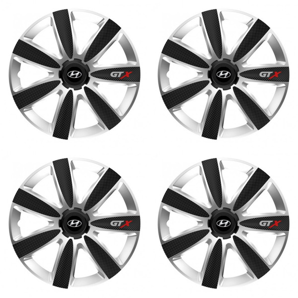 puklice pre  Hyundai 14 GTX CARBON silver/black