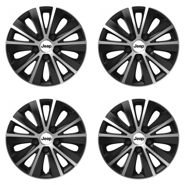 puklice pre  Jeep 15 RAPIDE silver and black