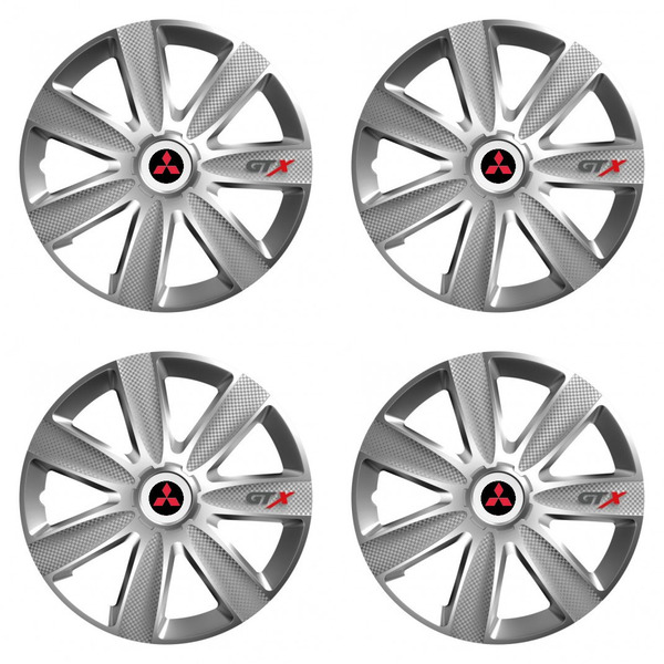 puklice pre  Mitsubishi (červené) 14 GTX CARBON silver