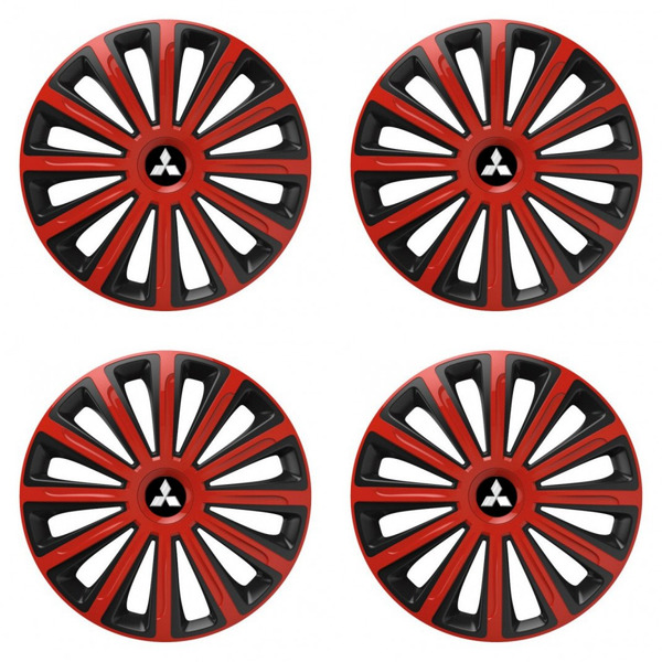 puklice pre  Mitsubishi (strieborné) 15 TREND red and black