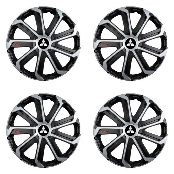 puklice pre Mitsubishi (strieborné) 16 Evo black&silver
