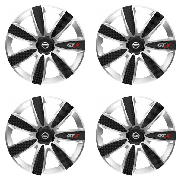 puklice pre  Nissan 14 GTX CARBON silver/black