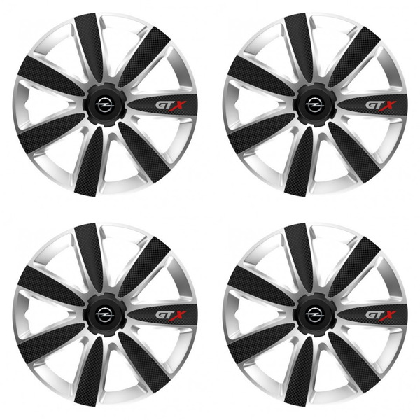 puklice pre  Opel 16 GTX CARBON silver/black