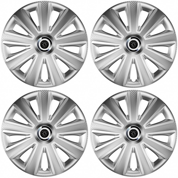 puklice pre Peugeot (nové logo) 16 Aviator carbon RC 16 silver