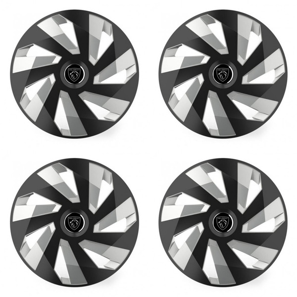 puklice pre  Peugeot (nové logo) 15 Vector RC black and silver