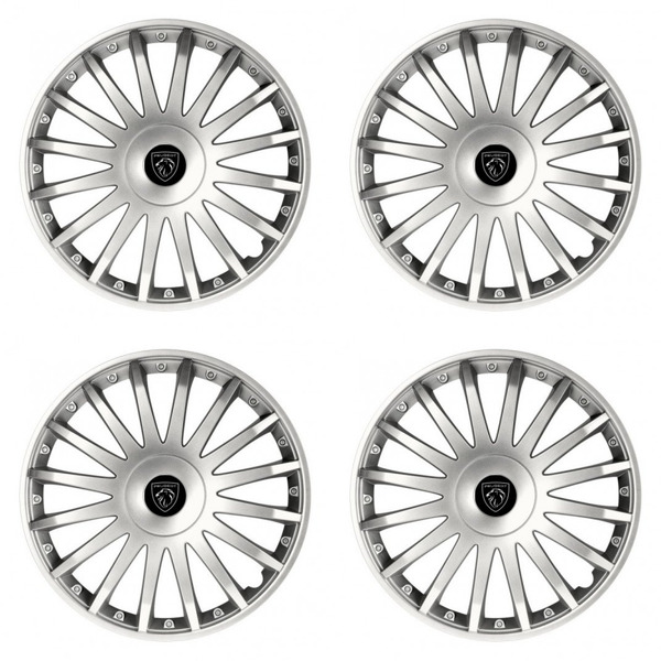 puklice pre Peugeot (nové logo) 15 CRYSTAL silver