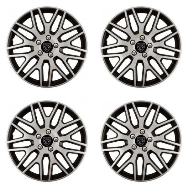puklice pre Peugeot (nové logo) 15 Dakar NC silver and black