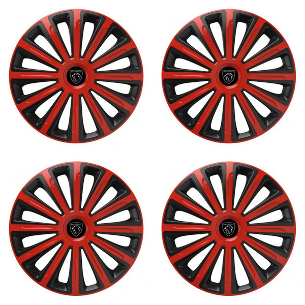puklice pre Peugeot (nové logo) 16 TREND red and black
