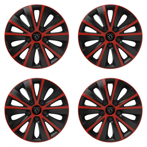 puklice pre Peugeot (nové logo) 16 RAPIDE red and black