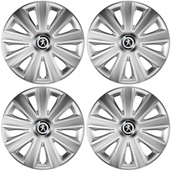 puklice pre  Peugeot (staršie logo) 15 Aviator carbon silver