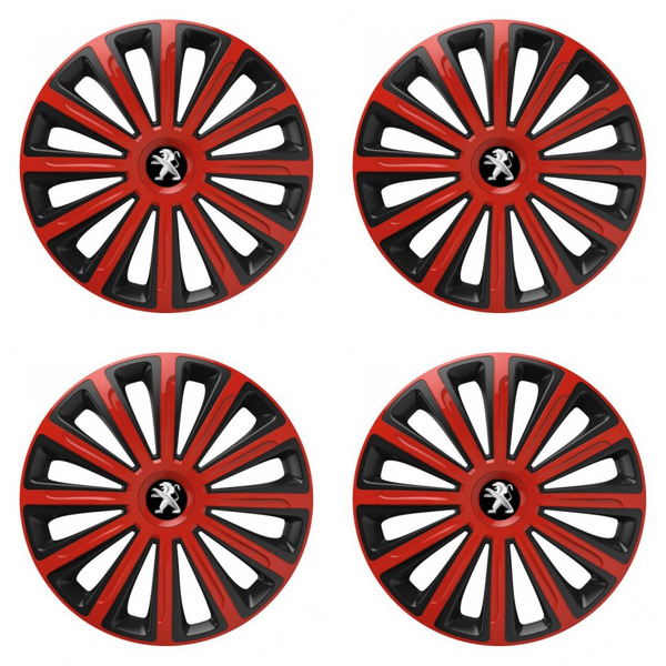 puklice pre Peugeot (staršie logo) 16 TREND red and black