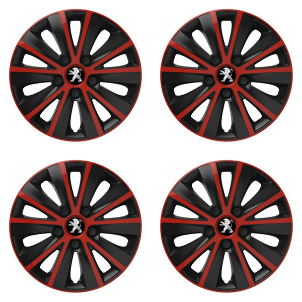 puklice pre Peugeot (staršie logo) 16 RAPIDE red and black