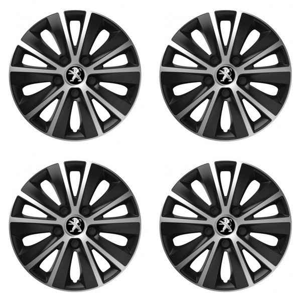 puklice pre Peugeot (staršie logo) 16 RAPIDE silver and black