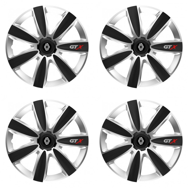 puklice pre Renault (nové logo) 14 GTX CARBON silver/black
