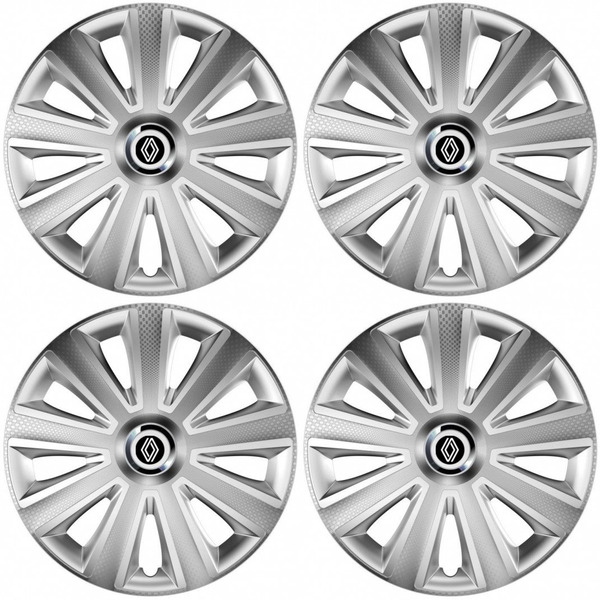 puklice pre  Renault (nové logo) 15 Aviator carbon silver