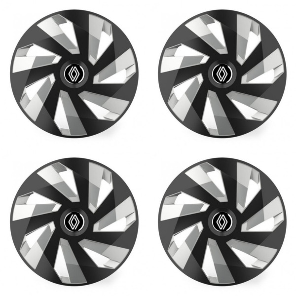 puklice pre Renault (nové logo) 16 Vector RC black and silver