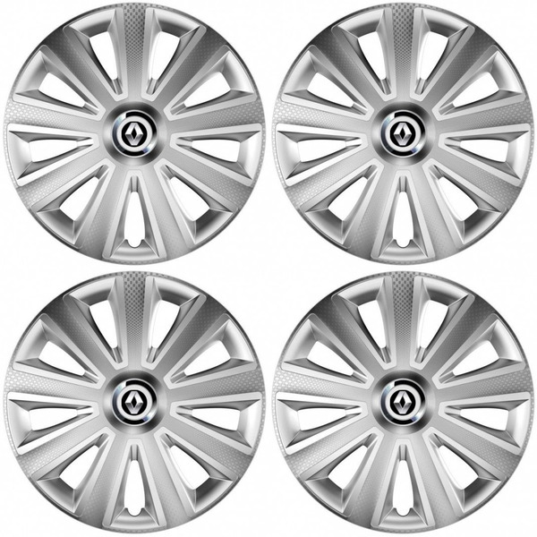 puklice pre  Renault (staršie logo) 15 Aviator carbon silver
