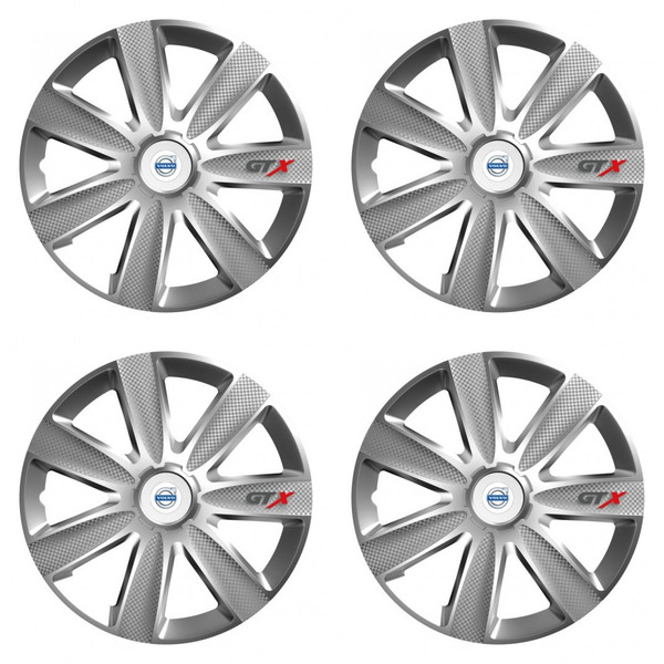 puklice pre  Volvo (biele) 16 GTX CARBON silver