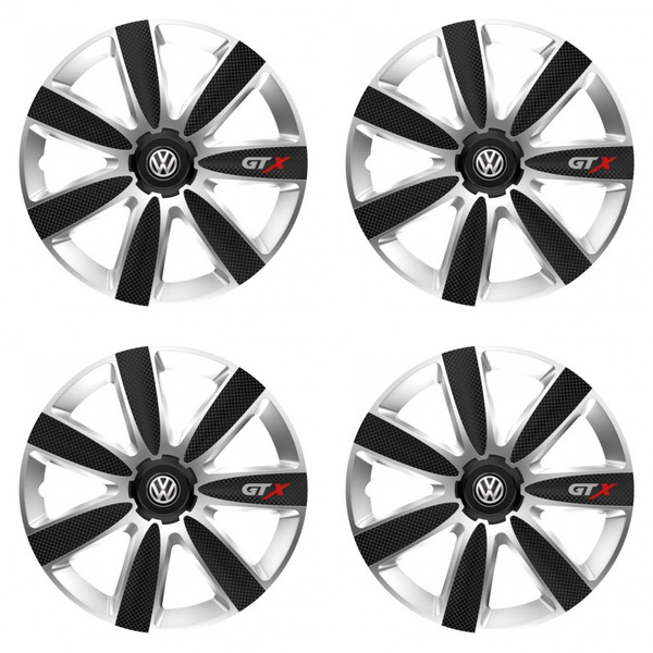 puklice pre  VW (čierne) 14 GTX CARBON silver/black