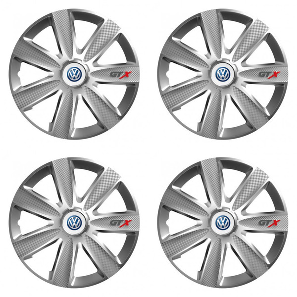 puklice pre  VW (modré) 15 GTX CARBON silver